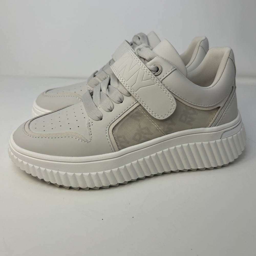 DKNY Loami Lace-Up Platform Wedge Sneakers Beige/ Off White Women's Size 6.5 NIB